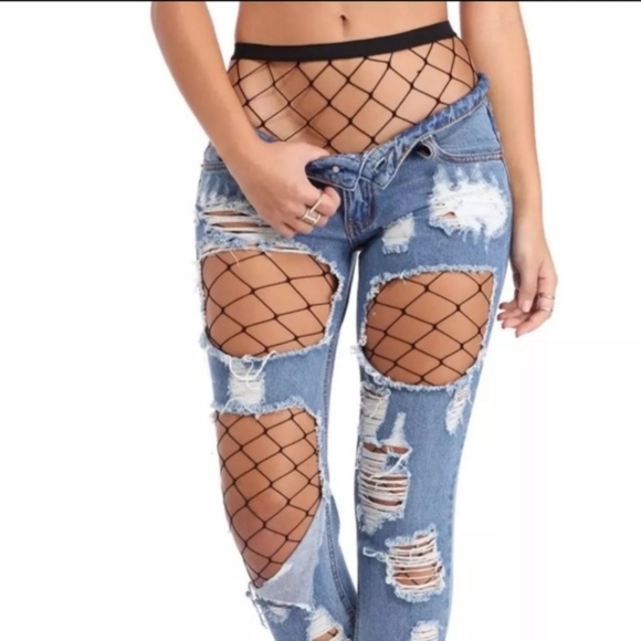 Accessories - Black Large Weave Fishnet Tights Stocking O/S